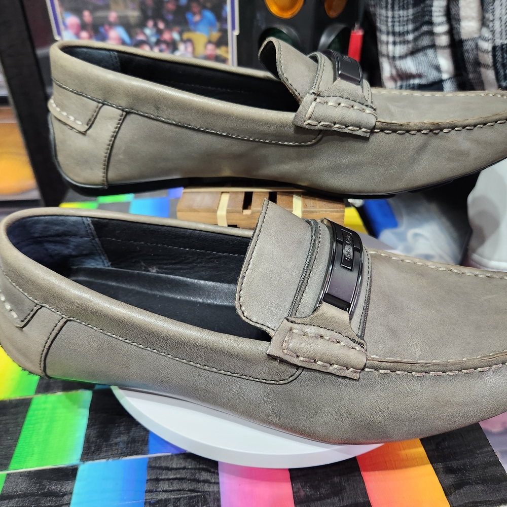 Calvin Klein Collection Gray Loafers Slip-Ons